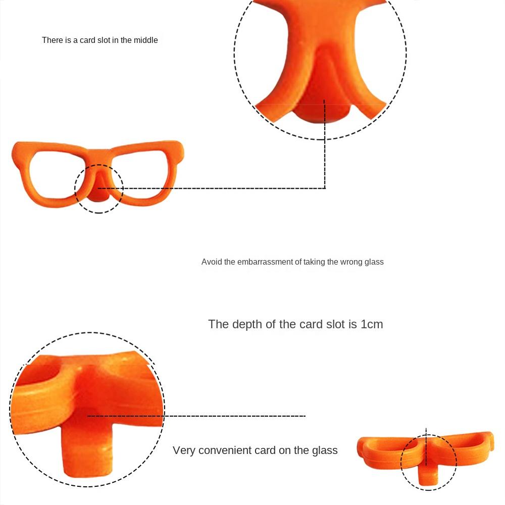 6pcs Glasses Silicone Wine Glass Drink Markers Silicone Funny Hawaiian Glasses Party