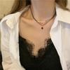 Черный Стразовый Шарм Ключица Цепочка Сексуальное Крутое Ожерелье Для Женщин Девушек Двухслойный Чокер Подарок На День Рождения