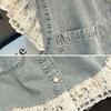 Lace Patchwork Short Denim Vest Women's 2025 Summer New Loose Flying Sleeve Vest Jacket Female