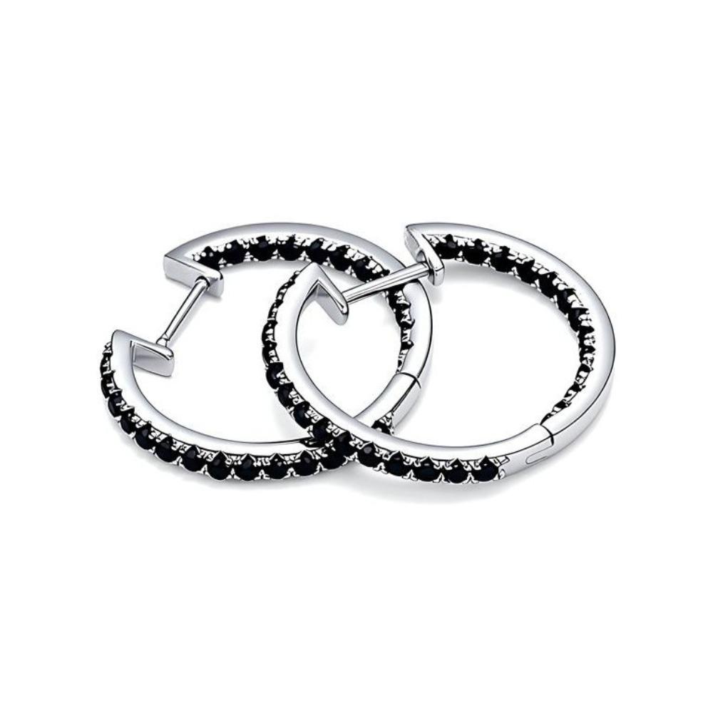 Black Awn Exquisite Hoop Earrings Black Stone Earrings for Women Hoop Earring Jewelry
