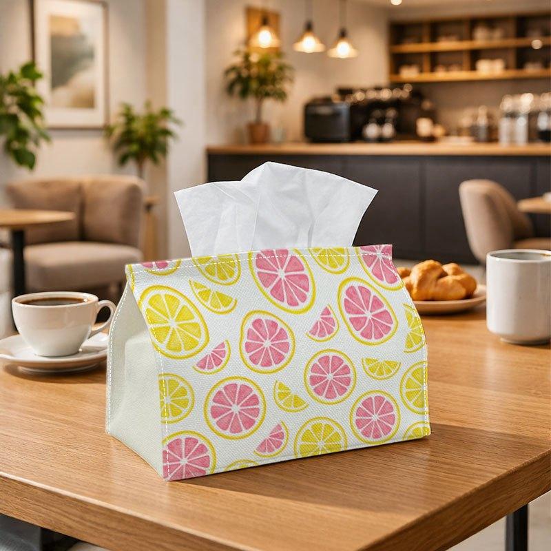 1pc Minimalist Fresh Pattern Tissue Box, Citrus Slice Repetitive Colorful Perfect for Outdoor Gatherings, Daily Desktop Use, And Suitable for Bedrooms
