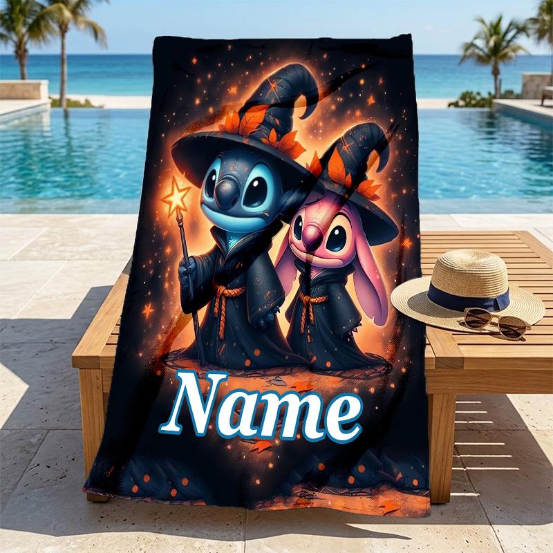 Custom Name Stitch & Scrump Stylish Digital Printing Beach Towel Quick‑Drying Absorbent Blanket for Beach Pool Gym Travel