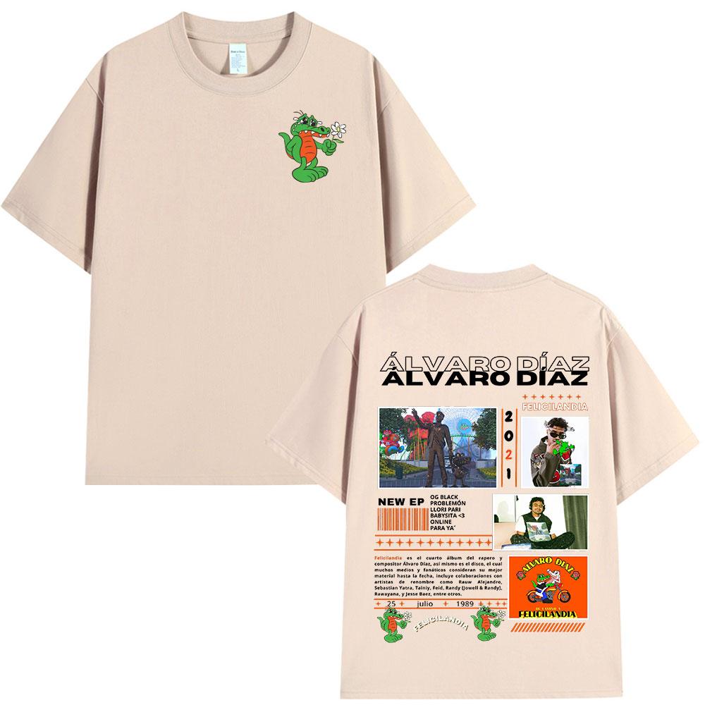 Rapper Alvaro Diaz Felicilandia Album Graphic T Shirts Unisex Hip Hop Fashion Oversized Short Sleeve Tshirt Casual Cotton Tshirts