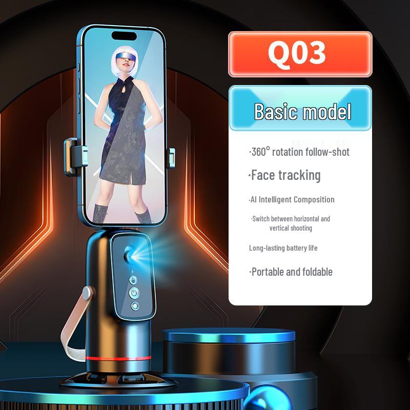 Q02 Умный AI стабилизатор: Отслеживание лица на 360° и вращение для прямых трансляций