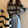 Collar Zipper Striped Long Sleeved Short Knit Sweater for Women In Autumn and Winter Wearing A Base Coat and A Top Sweater for Women
