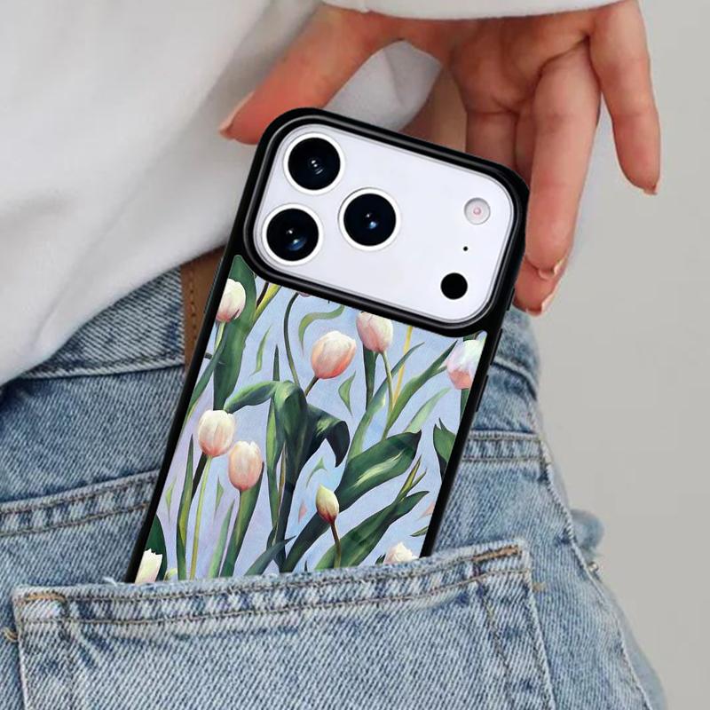 Цветочный чехол для телефона с тюльпанами, весна, для iPhone 17ProMax 12 13 14 15 16e 17 Pro Max Plus Air Cover