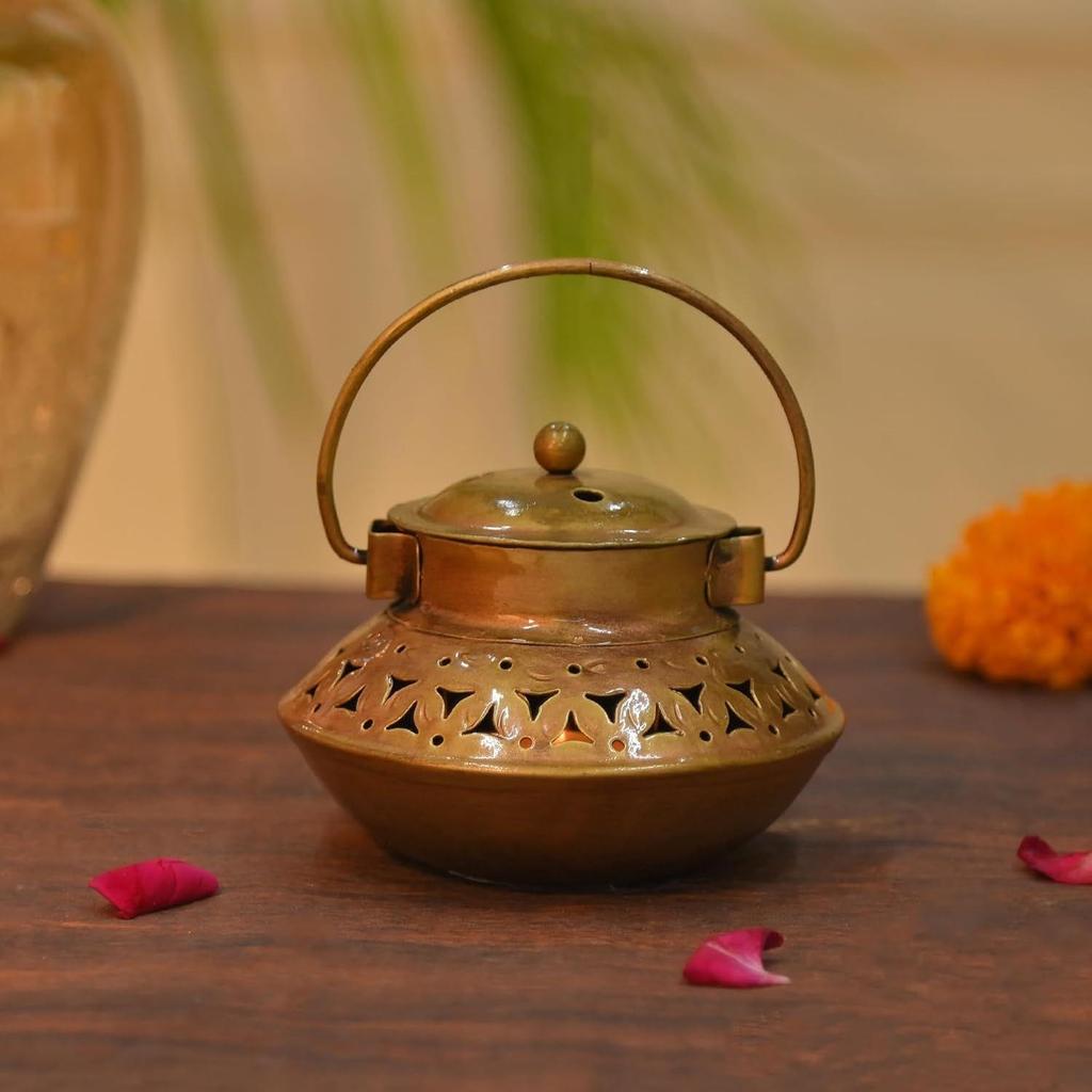 Iron Degchi Dhoop Holder and Antique Items Tealight Candle Holder, Elegant Metal Degchi Handi Candle Holder for Home Decor