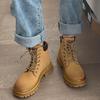 Autumn and Winter Martin Boots Women's Shoes Fashion British Style High-top Retro Tooling Locomotive Boots Thick-soled Big Yellow Boots Short Boots