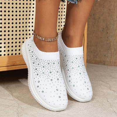 Мода 2024 года. Новые женские нескользящие модные дышащие спортивные туфли со стразами