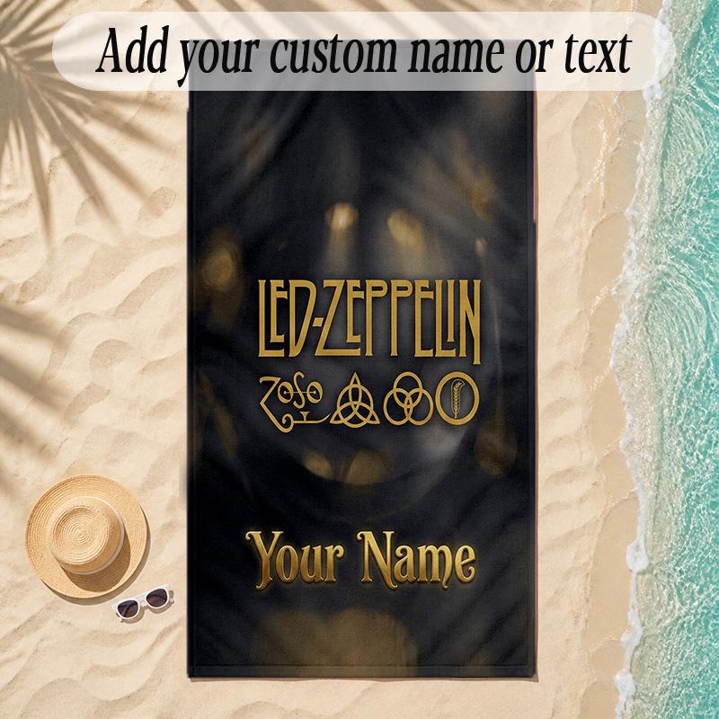 Beach TowelLed Zeppelin Custom Name Text Personalized Soft Towel for Beach Pool Indoor Home Decor Gift