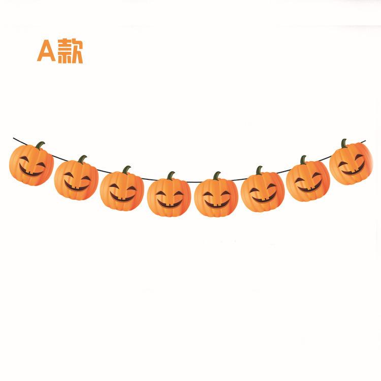 Halloween Ghost Festival Theme Decoration Flag Bar Shopping Mall Layout Cartoon Banner Latte Flower String