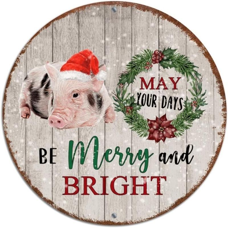 Witch Broom Halloween Sign, Round Aluminum Wall Plaque 20x20cm