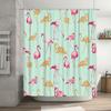 Vibrant Pink Flamingo Shower Curtain for Bathroom Decor Waterproof Fabric with Golden Sparkle Pattern Size 72x84 Inches