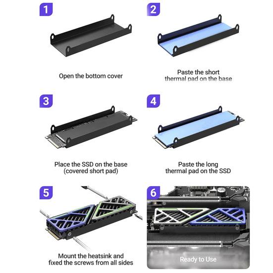 SSD Охлаждение твердотельного накопителя 2280 Радиатор Быстрый M2 2280 NVMe Жесткий диск Алюминий