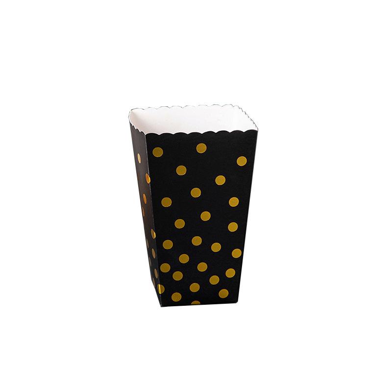 Складная бумажная коробка с тиснением золотом, черного и белого цветов для куриного попкорна, картофельных чипсов или других закусок — одноразовая упаковка для пищевых продуктов.