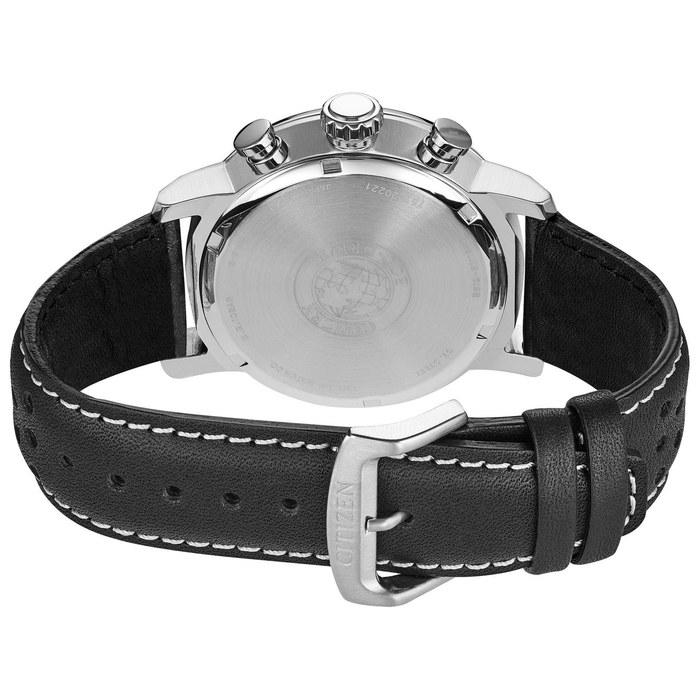 [Citizen] Eco-Drive Weekender Bryson Chronograph Watch, Stainless Steel, Black Leather Belt, Black Dial (Model: CA0649-14E), Black Leather