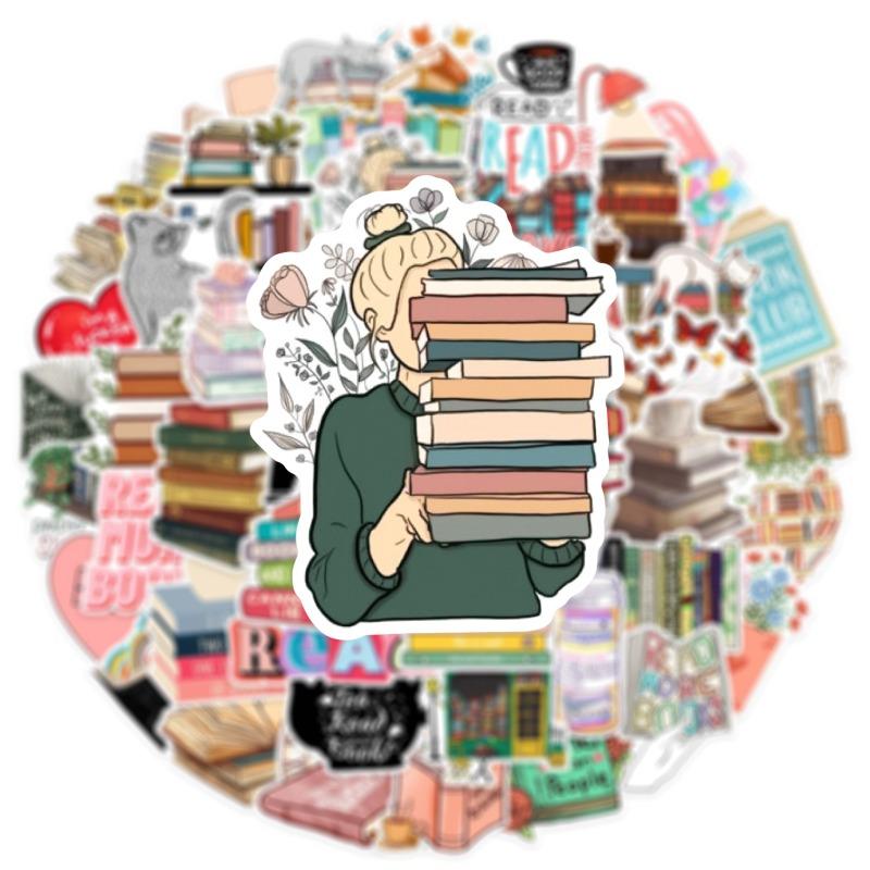 50 шт. Наклейки «Книги для чтения» для DIY: Чемодан, Бутылка для воды, Телефон, Гитара, Ноутбук, Автомобиль, Скрапбукинг, Скейтборд