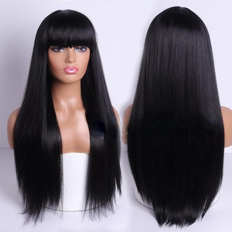 Модные женские туфли из синтетического волокна, прямые волосы, парик красного вина с челкой, длинные прямые парики из волос