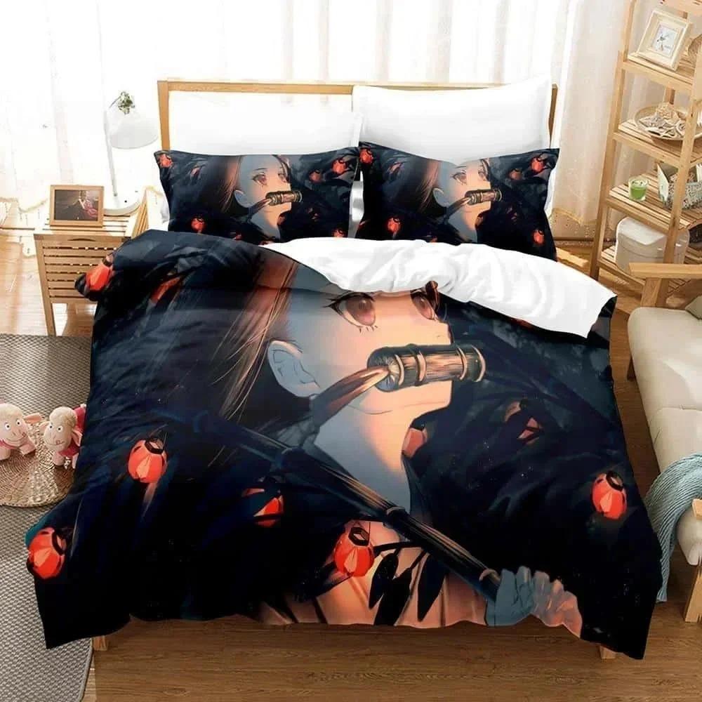 3D Hot sale anime Demon Slayer duvet cover and pillowcase kids' double bed bedding set home bedroom decor gift for boys Girl