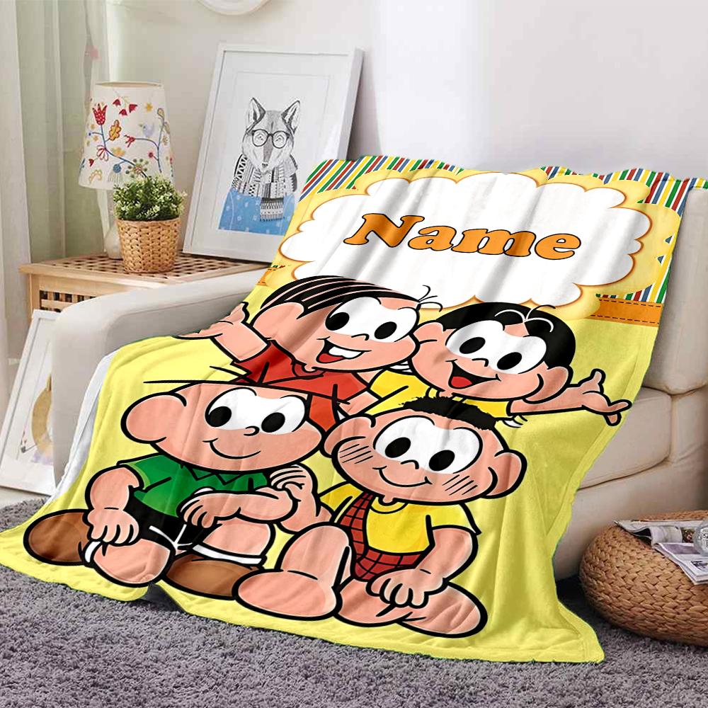 Custom Name Turma da Mônica Theme Printed Blanket - Perfect for Couch, Bed, Travel & Outdoor Use | Machine Washable, Cozy & Durable.