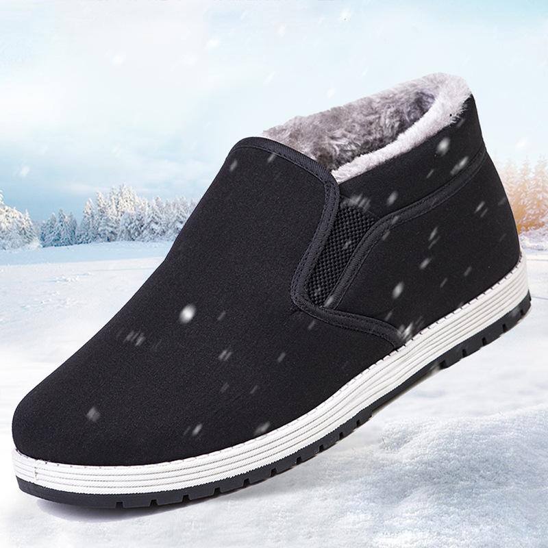 Winter High-top Cotton Shoes Non-slip and Wear-resistant One-pedal Piled Warm Cotton Boots Thickened Elderly Work Old Beijing Cloth Shoes