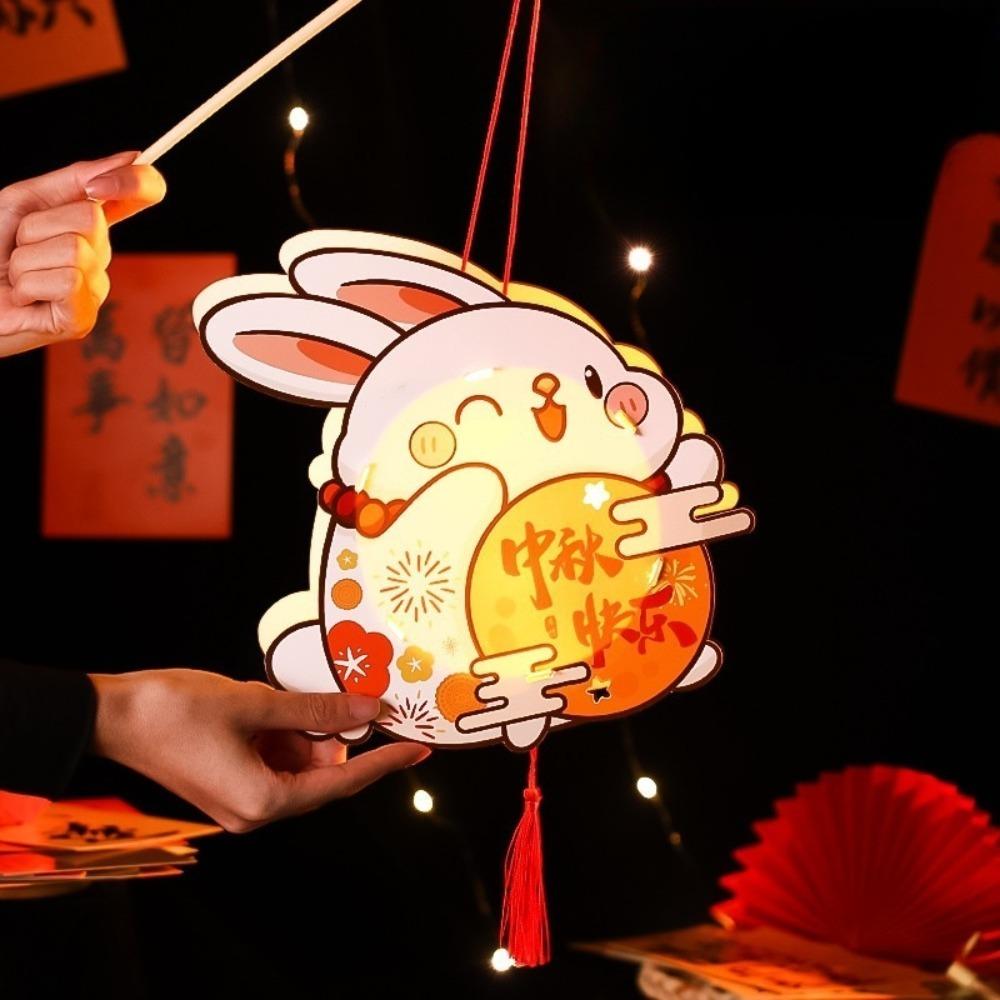 Handmade Transparent Rabbit Lantern Cartoon Lantern DIY Material Package  For Women