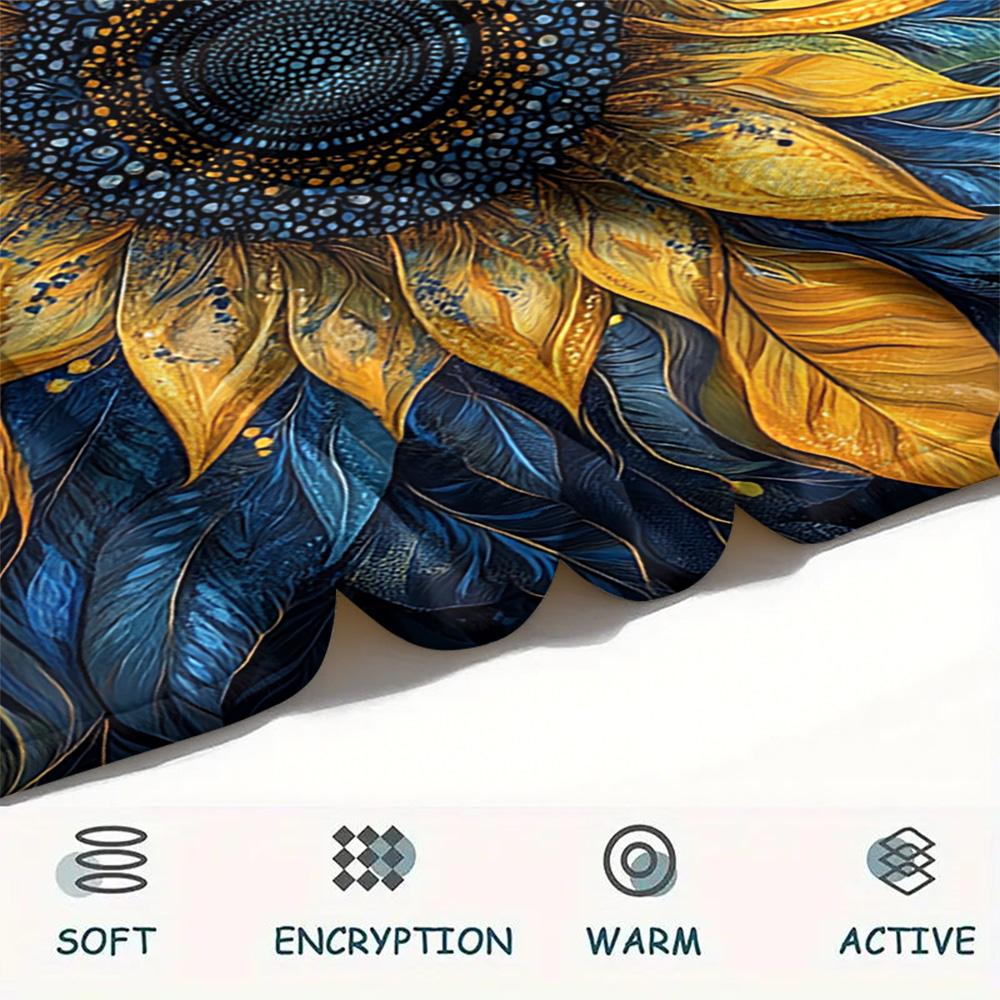 Sunflower Print Flannel Blanket, High quality Comfortable for All Seasons, Home Decor, Warmth and Comfort, Perfect for Christmas Gifts