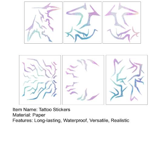 6 шт. Временные тату-наклейки Съемные Реалистичные Поддельные татуировки Водонепроницаемые Татуировки для аниме-ролевых игр Долговечные Наклейки для вечеринок Боди-арт