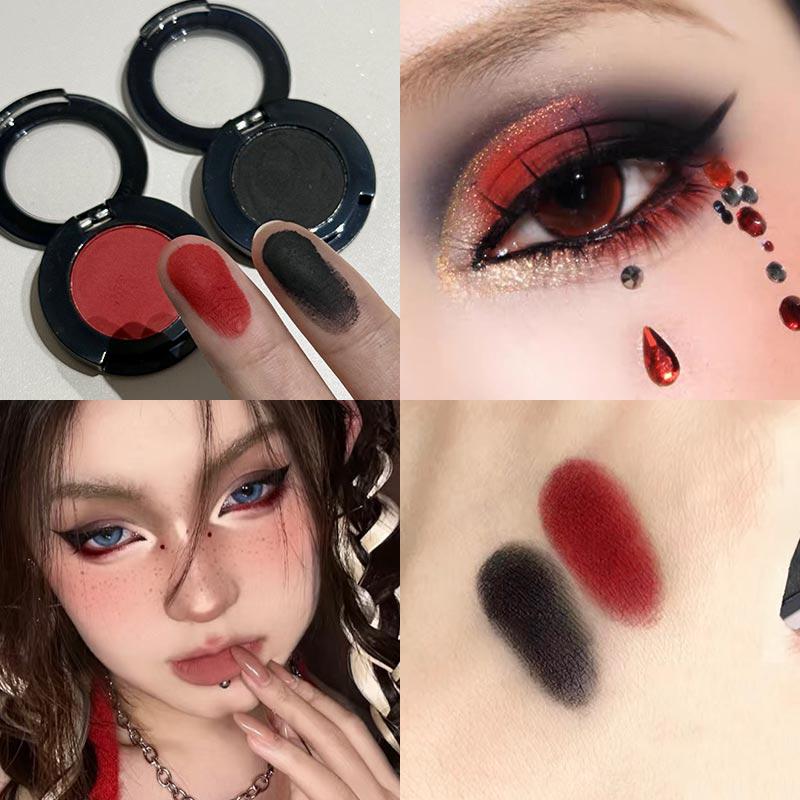 Black and Red Combination Eye Shadow Set Punk Goth Smoke Matte White and Blue Eye Shadow Set Eye Makeup Cosmetics 2pcs/set