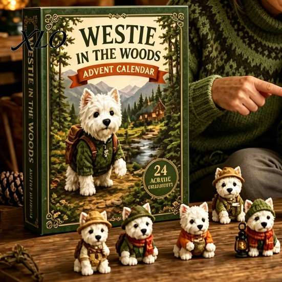 2026 Special Edition Dog Toys Westie in The Woods Advent Calendar, 24-Day Christmas Countdown Calendar for Kids Figure Set, West Highland White