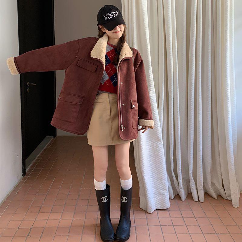 Ankora Red Fur One-piece Lamb Wool Coat for Women Winter New Small Casual Casual Plus Velvet Thickened Cotton Coat