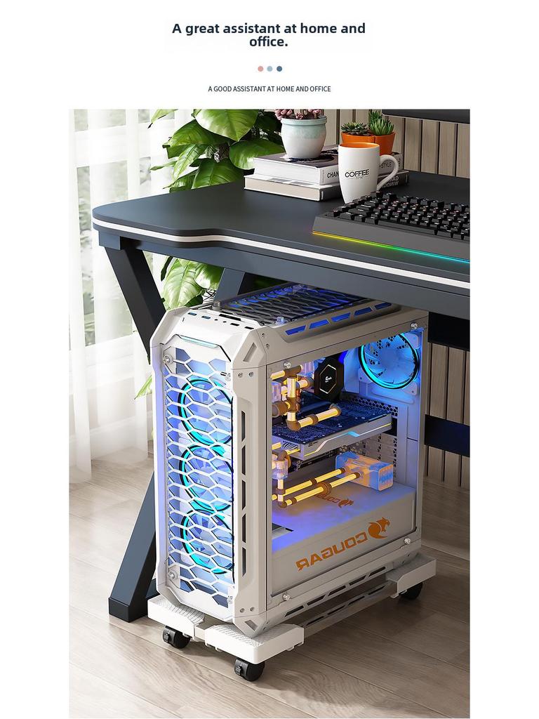 Регулируемая выдвижная подставка для компьютера с колесами и местом для хранения