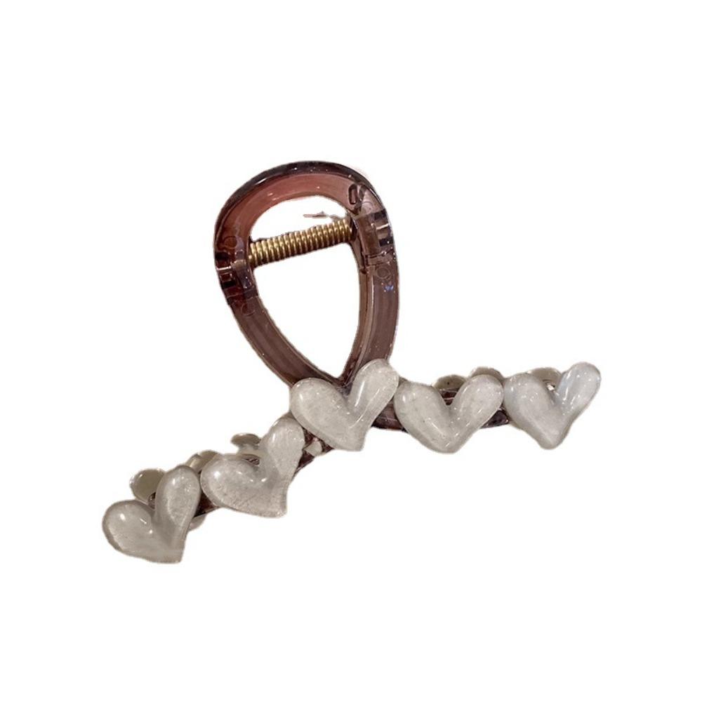 Plastic Love Heart Hair Claw Shark Clip Hair Crab Clip Trendy Heart Claw Clip Beach