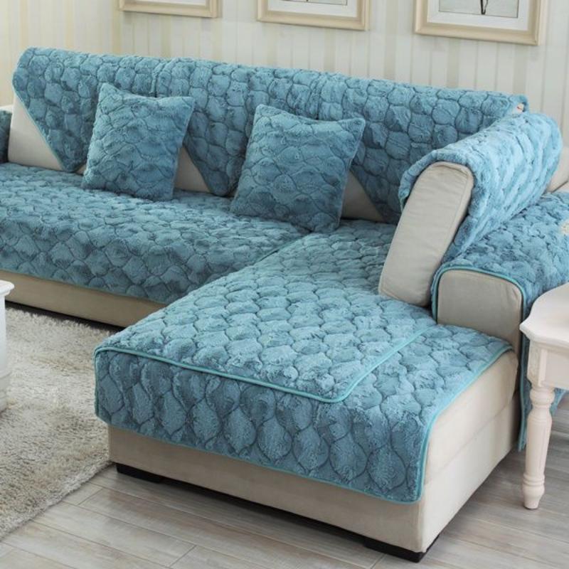 Утолщенный плюшевый коврик для дивана, зимний теплый и нескользящий диван-полотенце, минималистичный современный пылезащитный чехол для дивана «все включено»