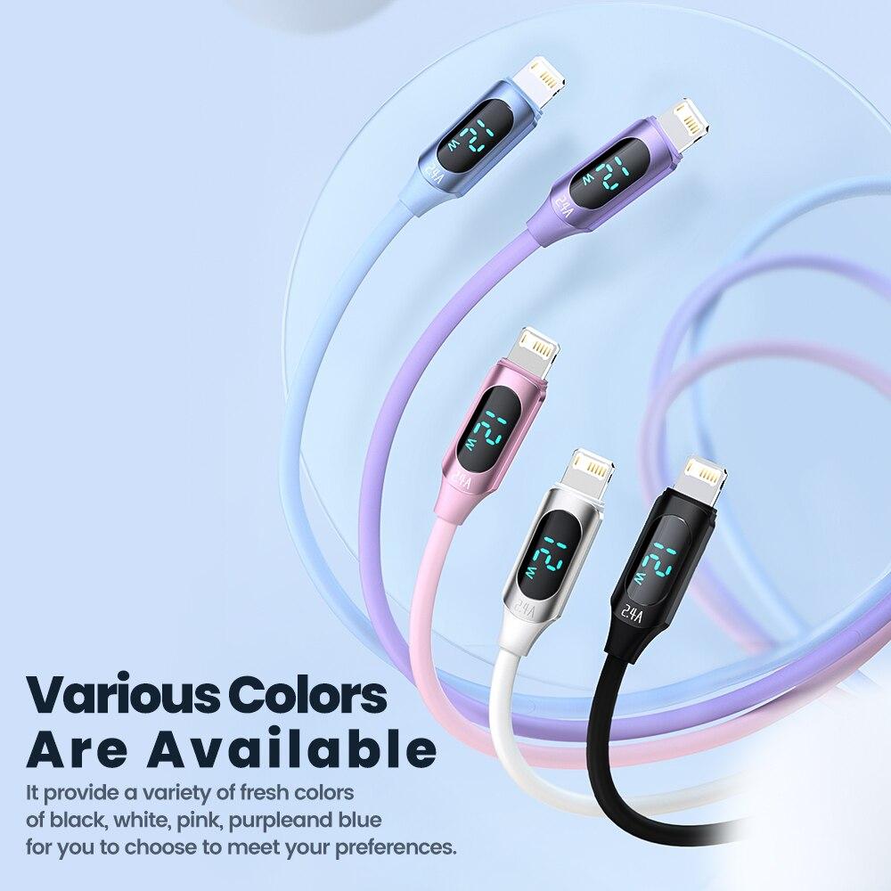 USB-кабель Toocki Display для зарядного устройства iPhone 14 13 12 11 Pro Max X XS XR, быстрое зарядное устройство с жидким кремнием, кабель для подсветки, провод
