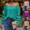 Women Pullovers Blouses and Shirts Ladies Autumn Winter Long Sleeve Off the Shoulder Shirt Tops