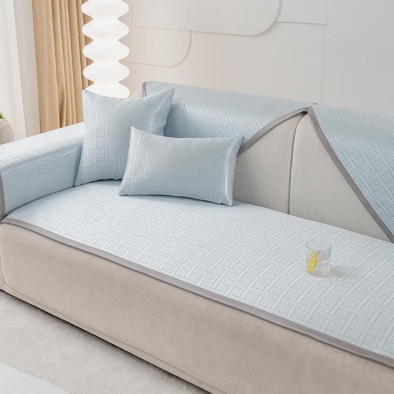 Подушка для дивана из ледяного шелка, летняя нескользящая крутая подушка, летний, летний, летний коврик, простой кожаный чехол для дивана, тканевый чехол