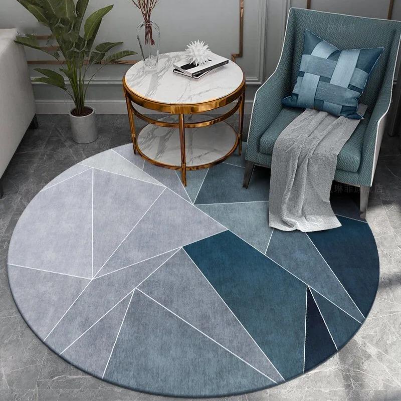 Round Carpet Soundproof Dirty-resistant Rug Office Computer Swivel Chair Rocking Table Study Bedroom Mats Retro Home Decoration