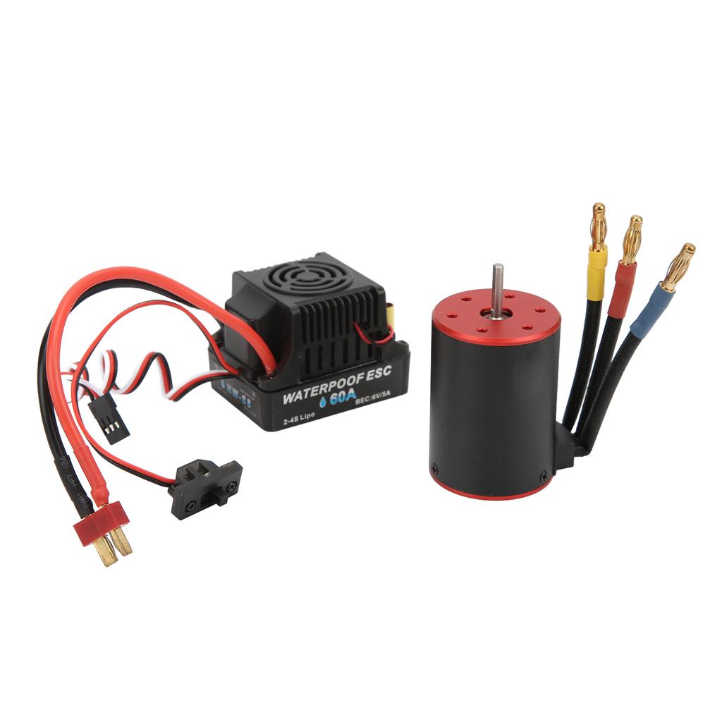 3650 3100KV Brushless Motor with 60A ESC Electric Governor Short Line for 1 8 1 10 RC Car