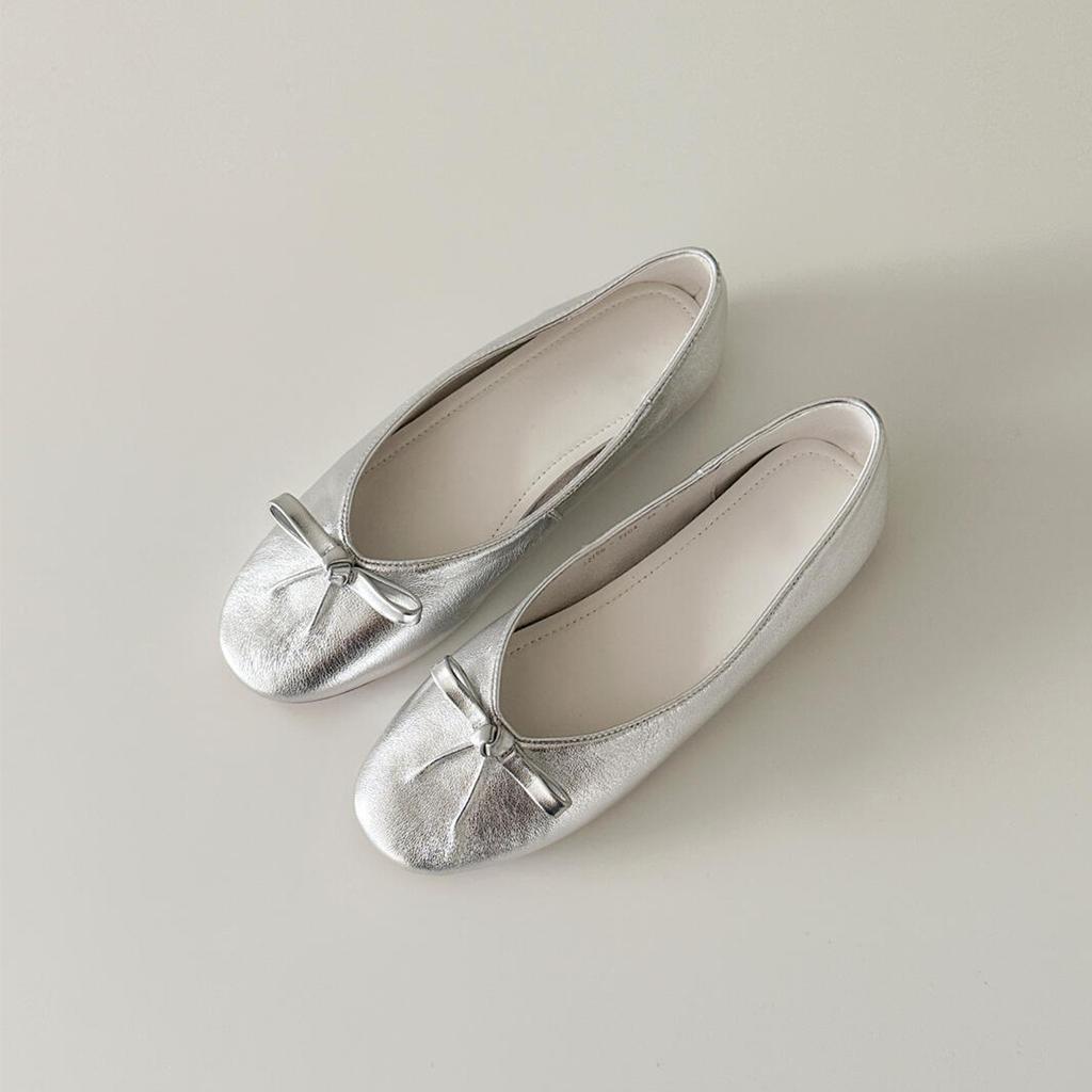 Версия из овчины~ балетки с круглым носком и французским бантом, женские туфли-лодочки с неглубоким вырезом, на плоской подошве, Мэри Джейн