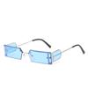 Small Square Sunglasses, Trendy Metal Half-Frame One-Piece Sunglasses For Women, Funny Street Glasses With Personality