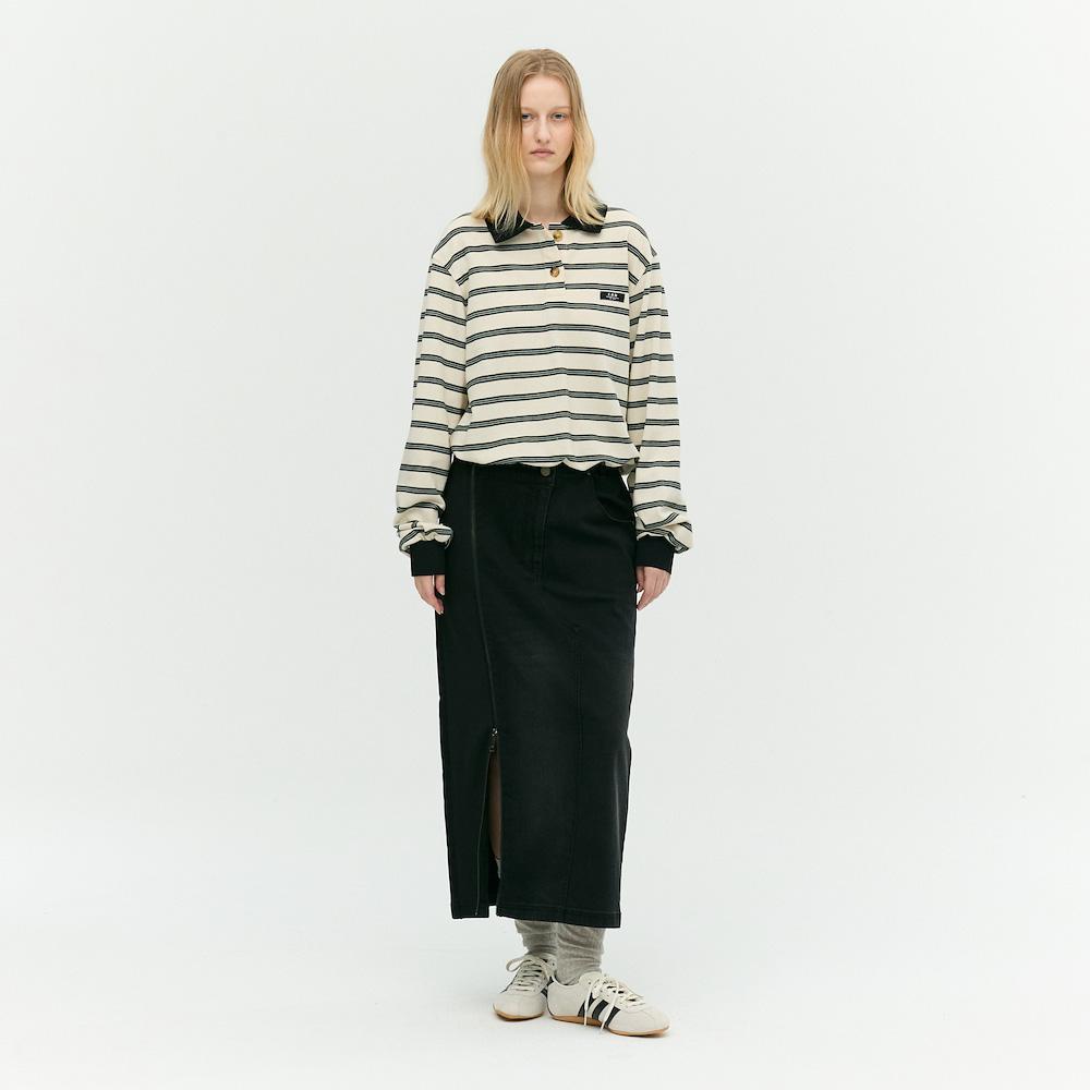Ibiem Stitch Denim Color Block Skirt Emp9Wsk110
