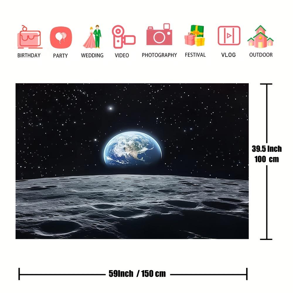 1 piece of cosmic polyester photography background cloth - Earth, Moon, planets and stars themes, suitable for room deco