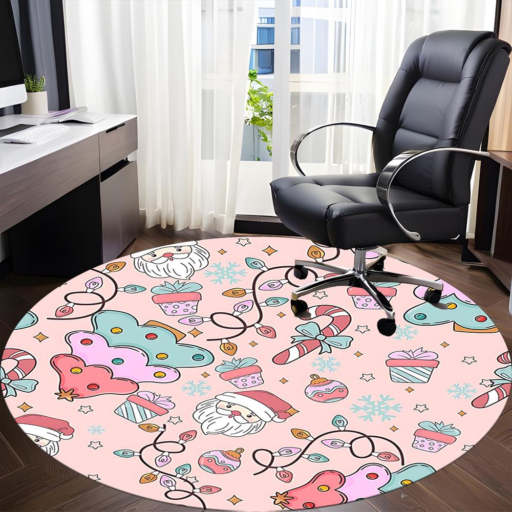 1pc Christmas Pattern Chair Carpet for Office, Soft Flannel Throw Mat, Perfect for Office, Holiday Party Decoration Choice yy260320147
