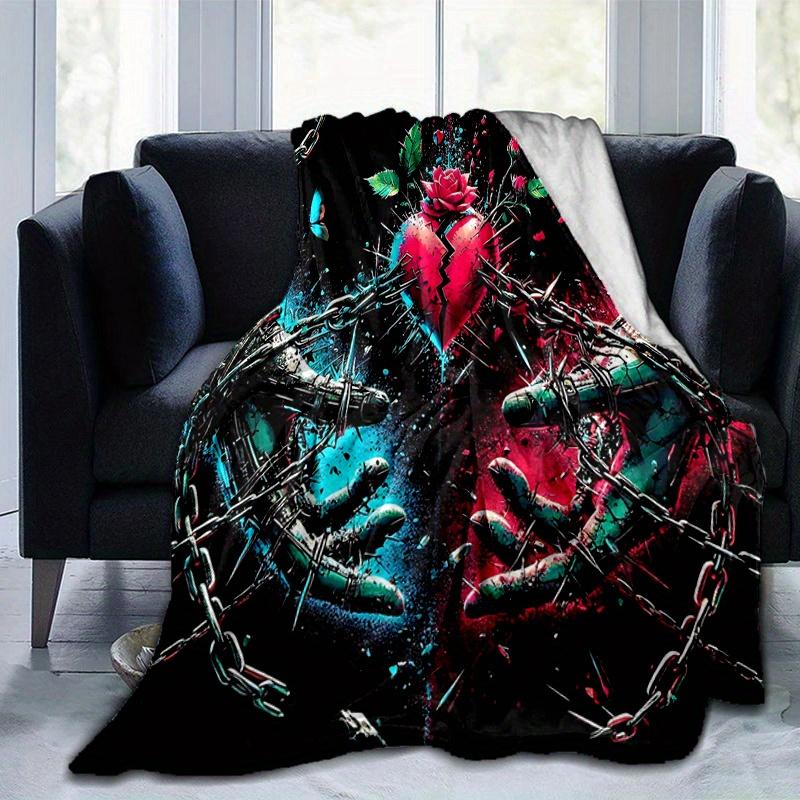 1pc Broken Heart in Chains Blanket Seasonal Universal Home Decorative for Room, Gift Idea, Living Room, Travel, Camping
