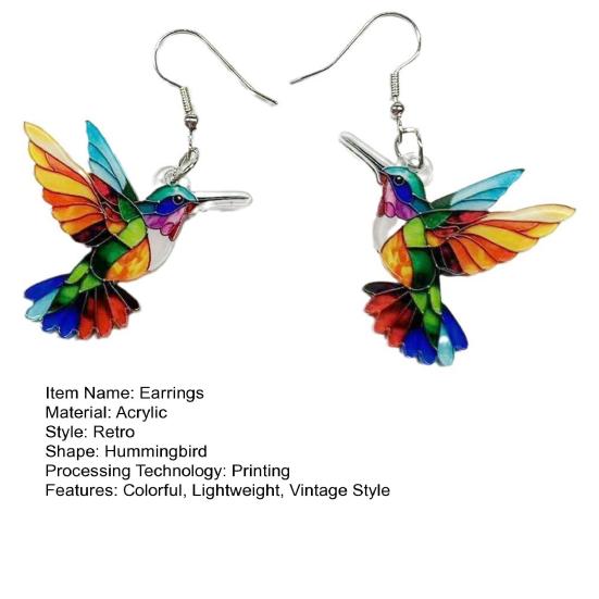 1 пара женских сережек-крючков 3D красочные колибри винтажный стиль легкие висячие серьги выпускной вечеринка свидание украшения для ушей