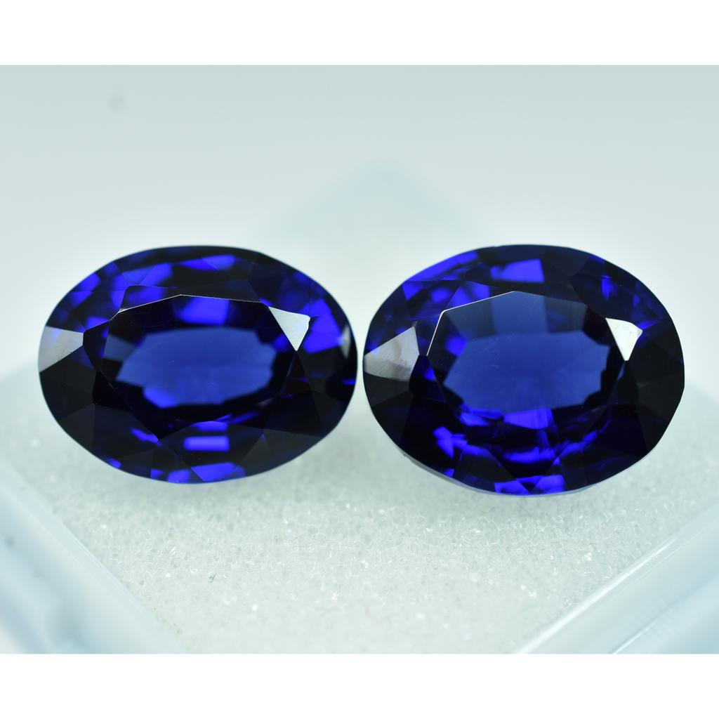 18.60 Ct Natural Blue Sapphire Certified Pair Gemstones Oval Shape