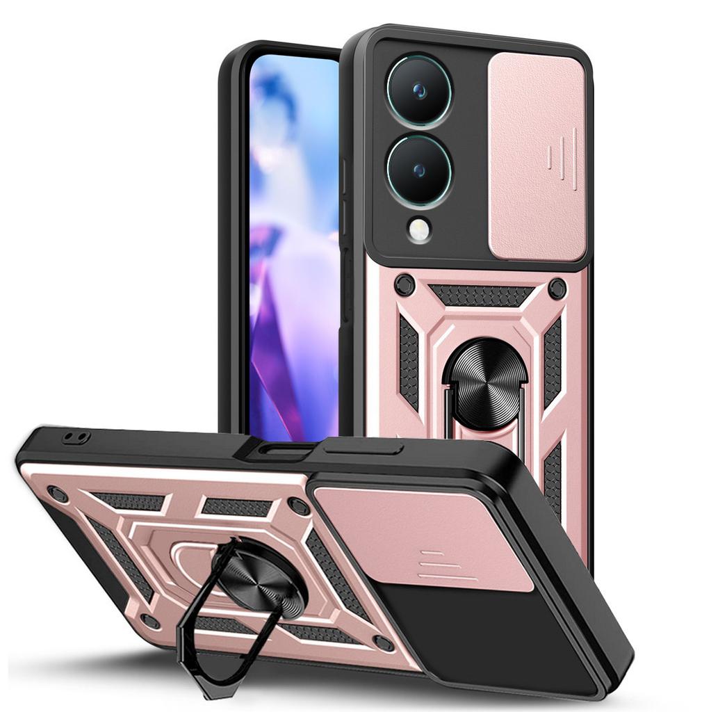 Военный защитный чехол для камеры VIVO Y28 Y03 Y100 Y02 Y17S Y27 Y36 Y35 Y16 Y22 Y21 Y55 Y33S Y33 Y31 Y51 Y20 Гибридная задняя крышка-подставка с кольцом