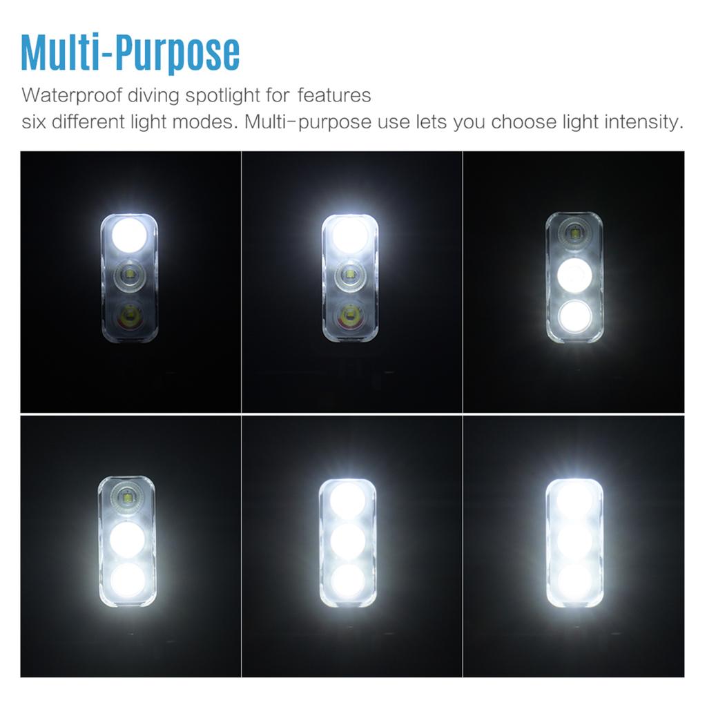 Waterproof LED Video Light Diving Light 5500 6000K 300Lux Underwater 30m Wide Angle Micro USB Charging for GoPro Hero 7