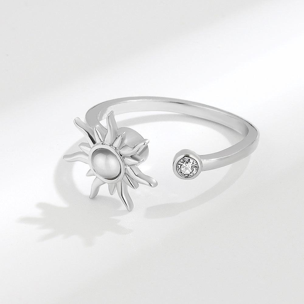 Кольцо с кристаллами подсолнуха и облегчением тревоги, вращающееся кольцо для девочек, свободно вращающееся металлическое медное кольцо на костяшку пальца, женские ювелирные изделия, подарки